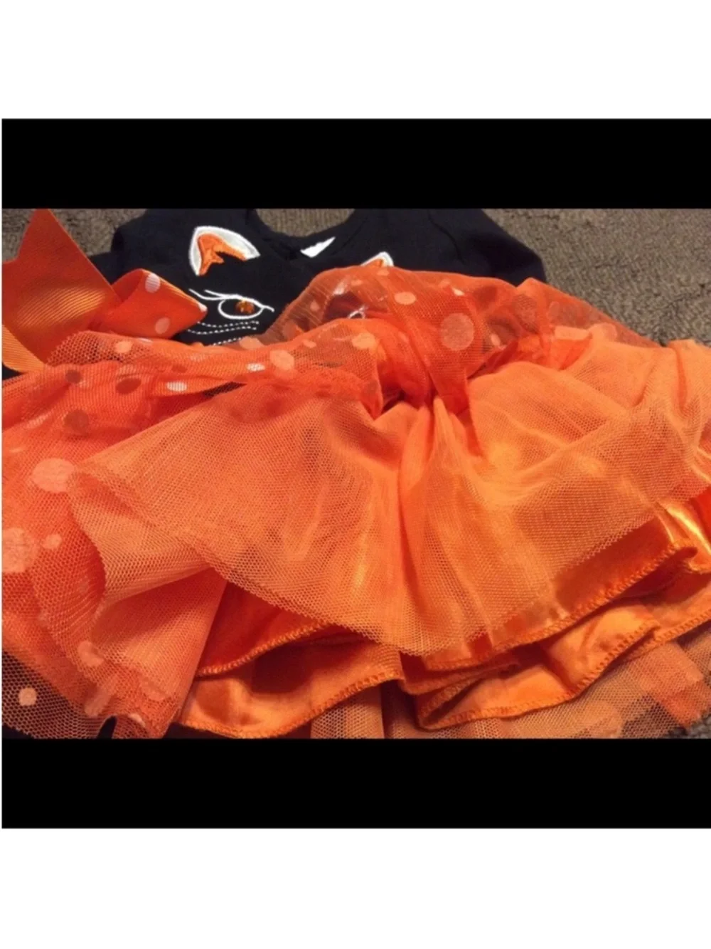 RARE EDITIONS Cute Black And Orange Appliqué Cat HALLOWEEN Tutu Costume Dress
